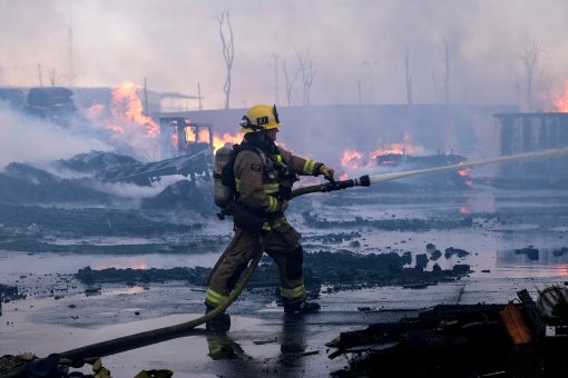 Massive fire tears through Compton