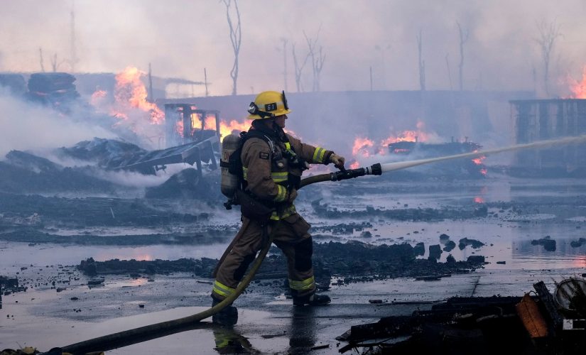 Massive fire tears through Compton