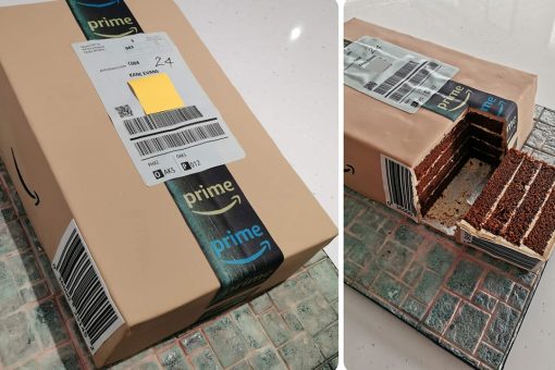 Mom bakes Amazon delivery box cake for shopaholic son’s birthday