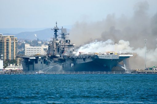 USS Bonhomme Richard, Navy assault ship damaged by fire, should be sunk, lawmakers say