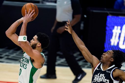 Celtics edge George-less Clippers 119-115 behind Tatum’s 34