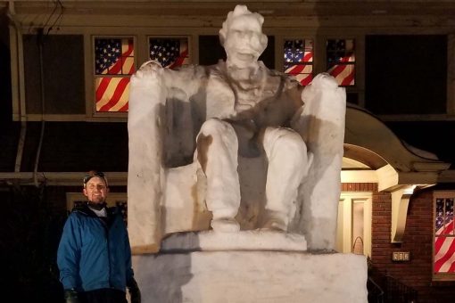 New Jersey man explains how he made 14-foot Lincoln snow sculpture