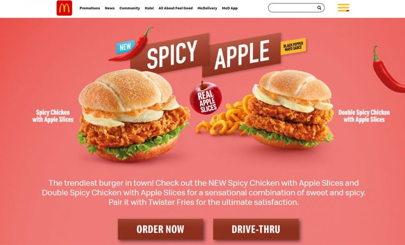 McDonald’s Malaysia debuts ‘Spicy Apple’ chicken sandwich, with apple slices on it, because why not