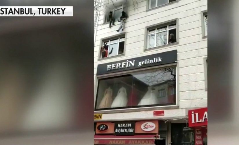 Mother in Istanbul throws 4 children out apartment window to save them from fire, video shows