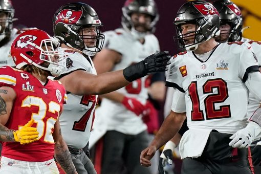 Chiefs’ Tyrann Mathieu gets into heated exchange with Tom Brady as Bucs lead at halftime