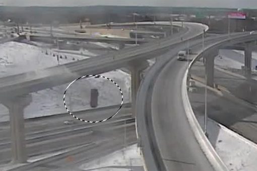Pickup truck driver survives 70-foot fall off Wisconsin exit ramp, video shows