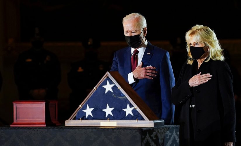 Capitol Police Officer Brian Sicknick lies in honor at Capitol; Biden, others pay respects