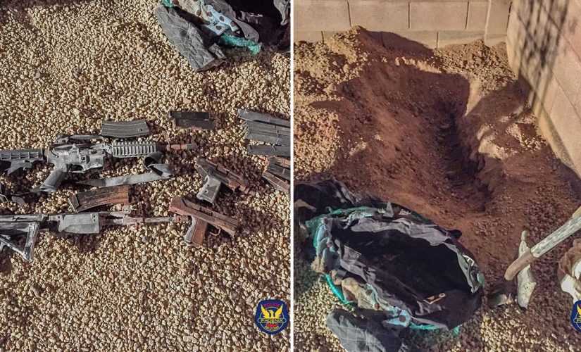 Arizona homeowners planting tree in backyard find buried duffel bag filled with guns: police