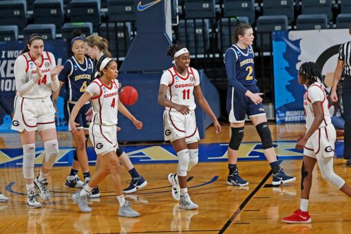 Georgia women start slow, Staiti finishes strong to advance