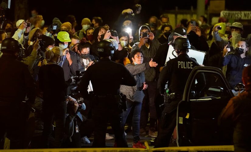 Echo Park protest in LA declared unlawful assembly; police say ‘high-intensity lights’ used against officers