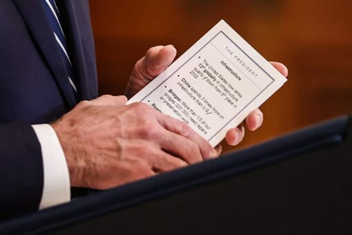 Biden gets through first news conference — with help from ‘cheat sheets’