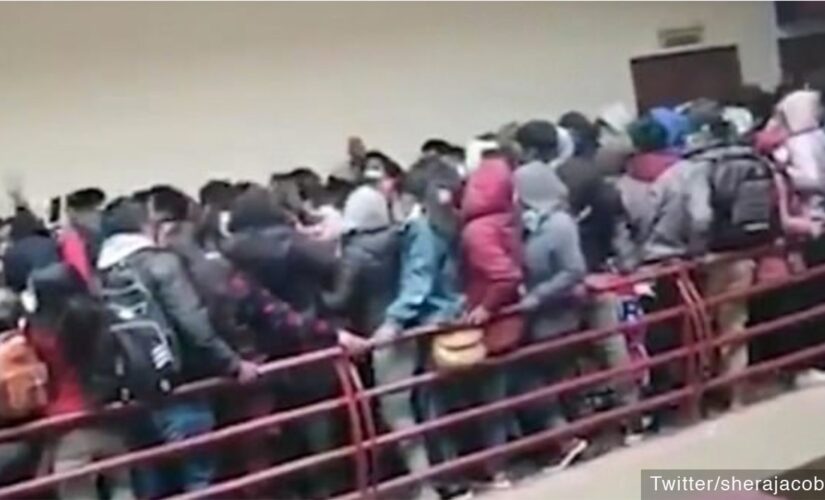 Horrific video shows Bolivian university students falling to their death after metal rail collapses