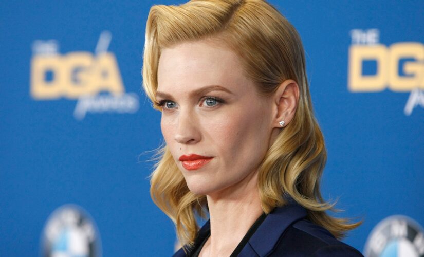 January Jones ponders topless outfit, wonders if it’s ‘date night’ or Target run