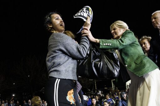 Jill Biden stiff-armed protester at campaign rally one year ago