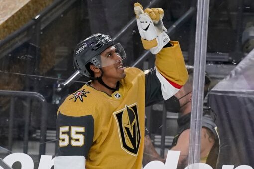 Kolesar scores 1st NHL goal, Golden Knights top Blues 5-1