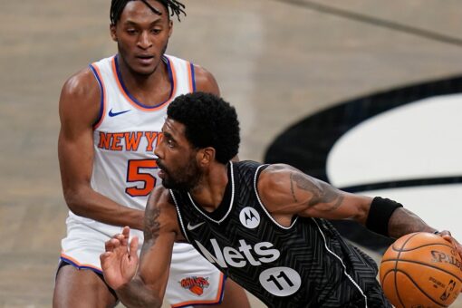Irving’s 34, Harden’s triple-double help Nets edge Knicks