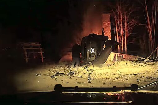Maine cop and good Samaritan rescue driver from overturned, burning vehicle