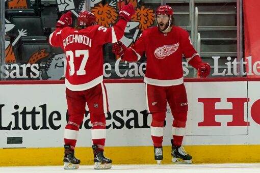 Red Wings score 3 in 3rd period to surge past Jackets 4-1