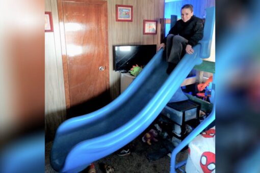 Stolen playground slide found mounted to child’s bedroom