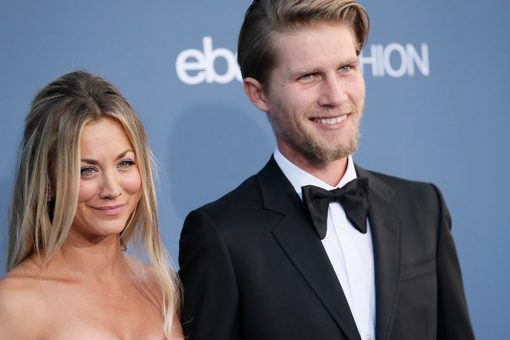 Golden Globes nominee Kaley Cuoco in tears as husband Karl Cook surprises her ahead of award show