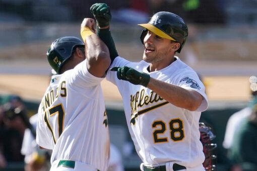 Olson, Moreland homers back Manaea six-hitter, A’s win again