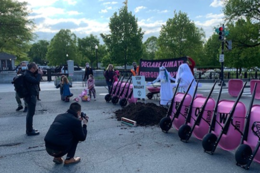 Left-wing group dumps cow poop at White House entrance, demands Biden take climate action