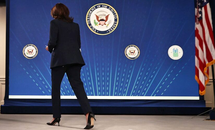 Kamala Harris greeted by protesters during New Hampshire trip to promote infrastructure