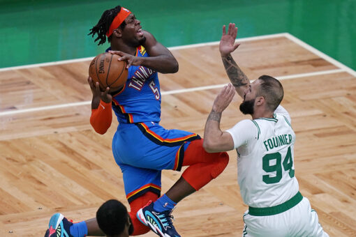 Thunder snap 14-game skid with 119-115 win over Celtics