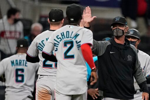 Aguilar’s double lifts Marlins past Braves; Acuña 2 homers