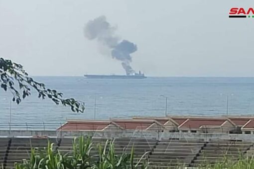 Oil tanker off Syria coast on fire; government says drone attack