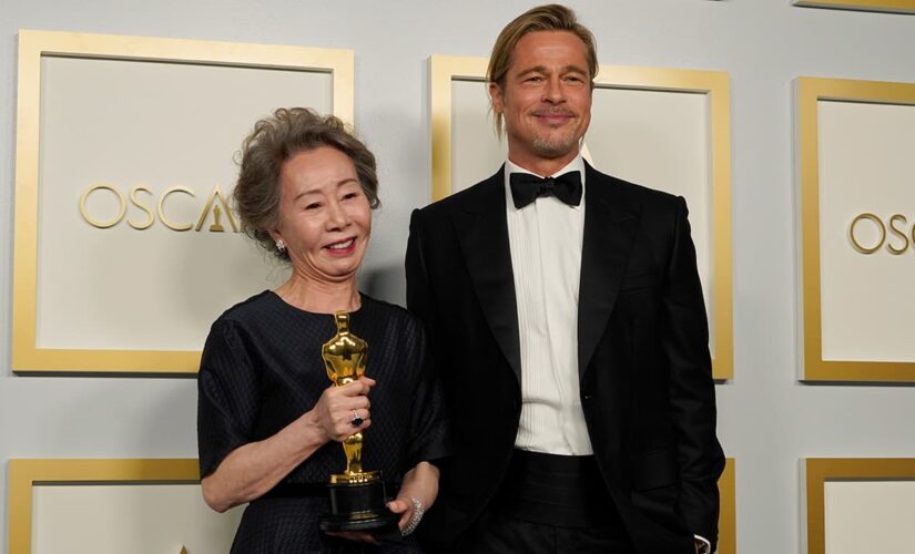 Brad Pitt fights back tears during ‘Minari’ actress’ Oscars acceptance speech