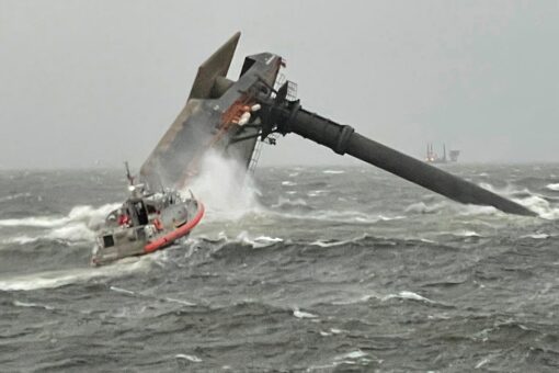 Search for Gulf Coast’s capsized ship survivors curtailed by rough weather