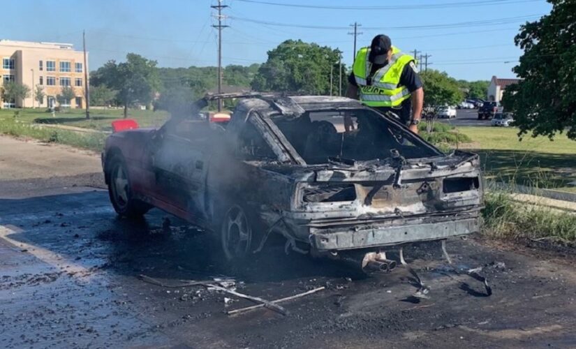 Inferno on Texas highway as car explodes into massive fireball