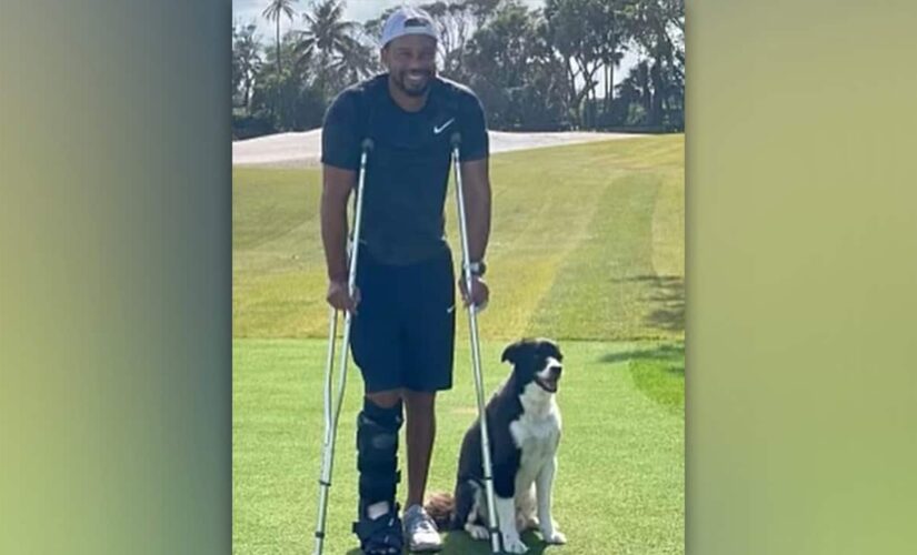 Tiger Woods posts photo on crutches in first image of himself since car crash