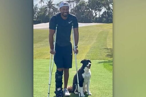 Tiger Woods posts photo on crutches in first image of himself since car crash