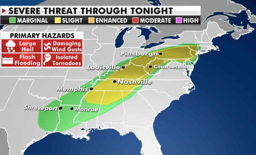 National weather forecast: Thunderstorms, heavy rainfall to produce flooding across Mid-Atlantic, Southwest