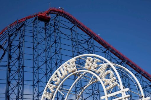 Theme park guests film themselves climbing down 200 feet after roller coaster breaks down