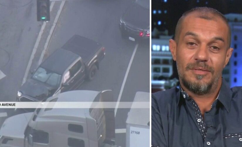 California truck driver stops high-speed police chase with murder suspect