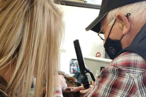 Elderly man goes to beauty school to learn to do his wife’s make-up
