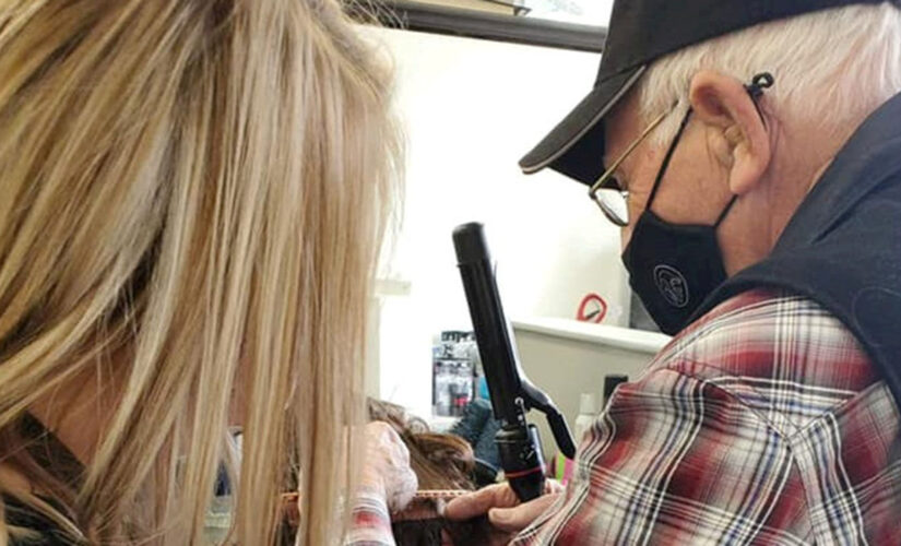 Elderly man goes to beauty school to learn to do his wife’s make-up