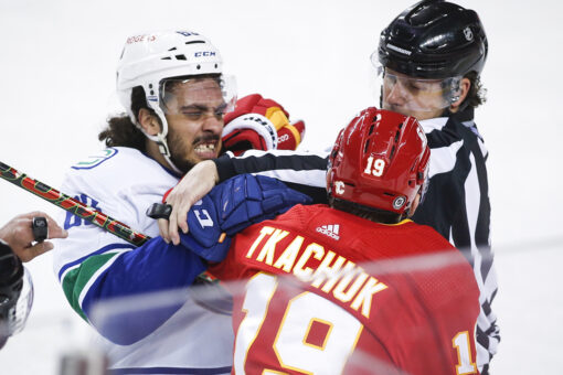 Tkachuk scores twice, Flames beat Canucks 6-2 in finale