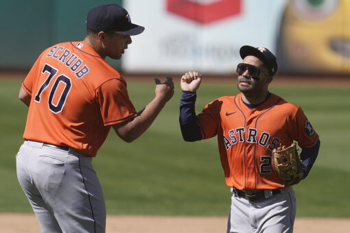 Maldonado’s 3 RBIs lead Astros over A’s 8-4 and into 1st