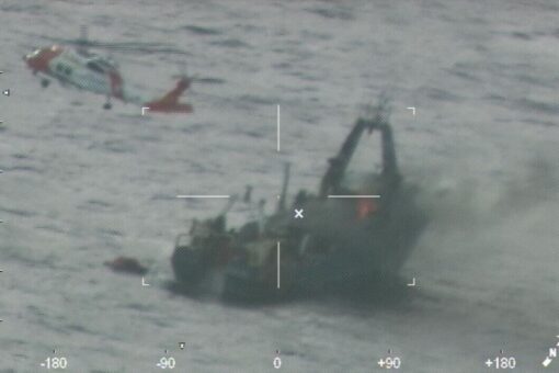 Coast Guard rescue video shows 5 fishermen hoisted from burning vessel near Cape Cod