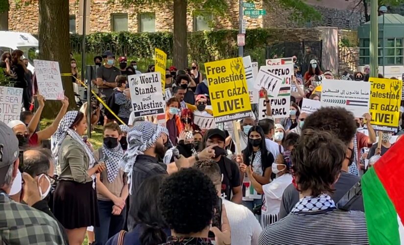 Anti-Israel protest erupts at Israeli embassy in DC