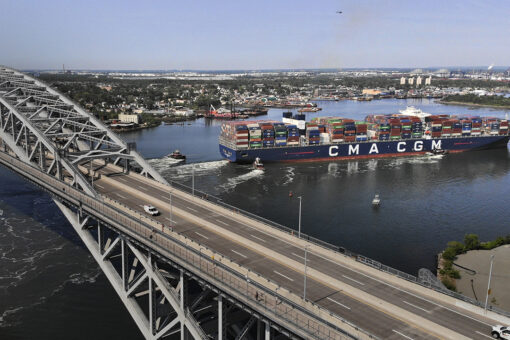 Largest container ship on East Coast docks in New Jersey