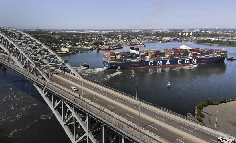 Largest container ship on East Coast docks in New Jersey