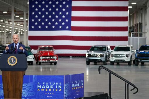 Surprise! Electric Ford F-150 Lightning revealed early at Biden event