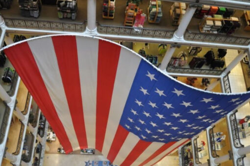 Chicago Macy’s hangs world’s largest American flag in annual display of patriotism