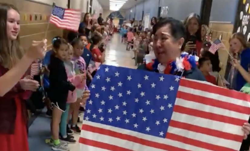 Texas elementary school surprises cafeteria worker after she becomes a U.S. citizen