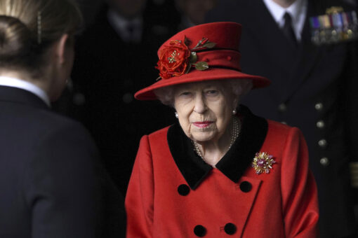 Queen Elizabeth pays tribute to Prince Philip while visiting navy carrier